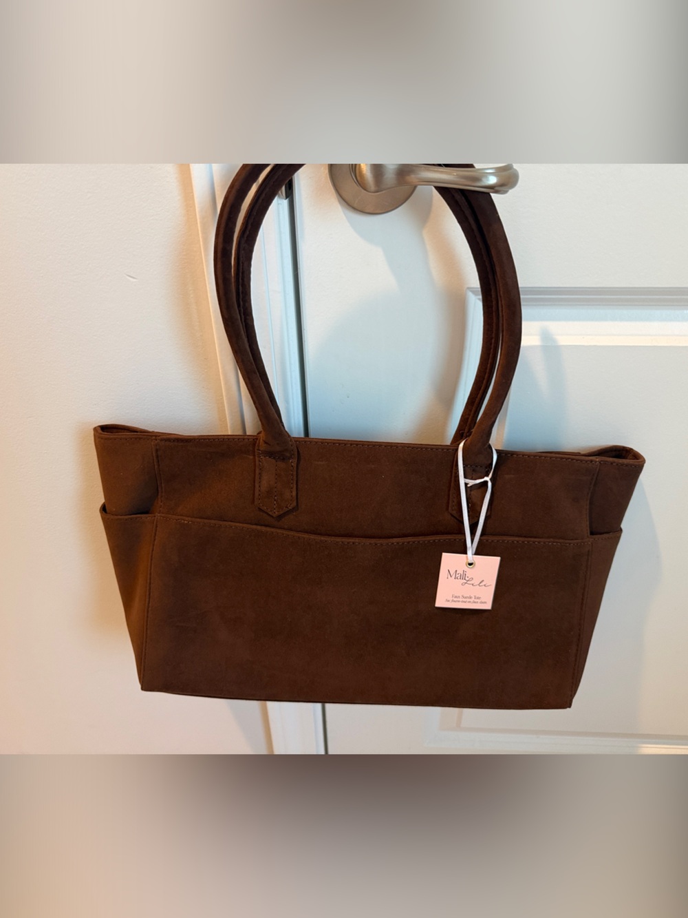 Suede Brown Tote Bag - Unbranded